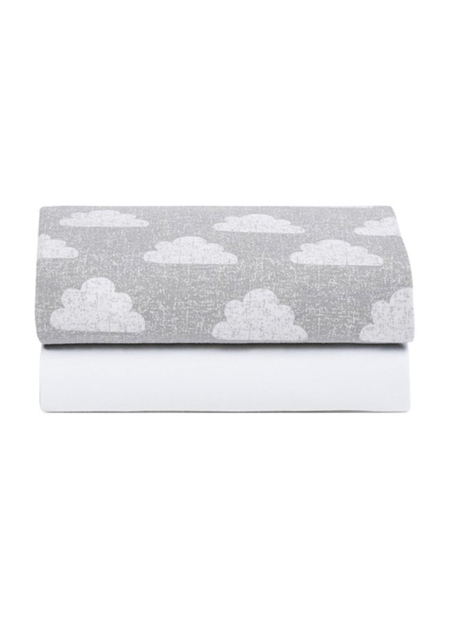 Snuz - Pack of 2 Crib Fitted Sheets, Design Ed To Fit Pod Bedside Cribs, 100% Cotton, Infant, Baby, Patterncloud Nine, Fitted Sheet Size - 44 X 80Cm (Max.) - Image 1