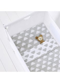 Snuz Pack of 2 Crib Fitted Sheets, Design Ed To Fit Pod Bedside Cribs, 100% Cotton, Infant, Baby, Patterncloud Nine, Fitted Sheet Size - 44 X 80Cm (Max.)  - Image 3