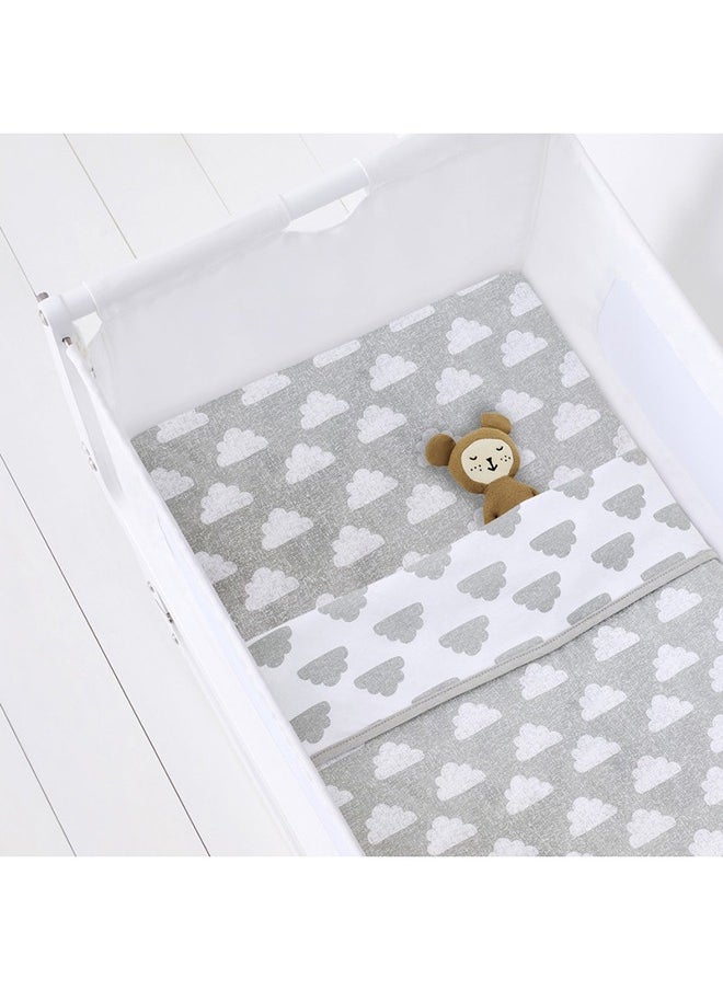 Snuz - Pack of 2 Crib Fitted Sheets, Design Ed To Fit Pod Bedside Cribs, 100% Cotton, Infant, Baby, Patterncloud Nine, Fitted Sheet Size - 44 X 80Cm (Max.) - Image 1