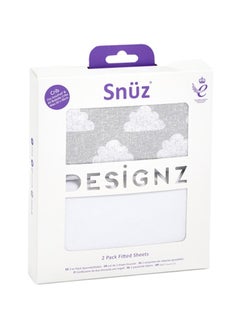 Snuz Pack of 2 Crib Fitted Sheets, Design Ed To Fit Pod Bedside Cribs, 100% Cotton, Infant, Baby, Patterncloud Nine, Fitted Sheet Size - 44 X 80Cm (Max.)  - Image 4