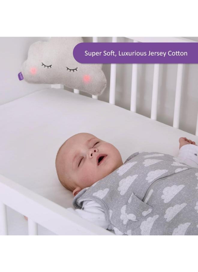 Snuz - Pack of 2 Crib Fitted Sheets, Design Ed To Fit Pod Bedside Cribs, 100% Cotton, Infant, Baby, Patterncloud Nine, Fitted Sheet Size - 44 X 80Cm (Max.) - Image 1