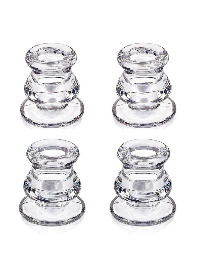 Garlo Candlestick Holders Bulk - 4PCS Taper Candle Holders for Table Centerpiece - Thick Glass Candle Holders for Wedding, Party and Festival Decoration  - Image 1