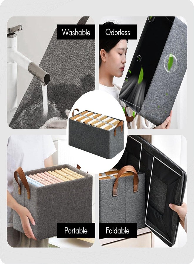 LAXIS® Wardrobe Organizer for Clothes | Foldable Large Storage Baskets with Strong Metal Frame | Cloth Storage Box for Jeans, Sarees, Sweaters, Toys, Books & Closet Organization – Grey (Set of 2) - Image 4