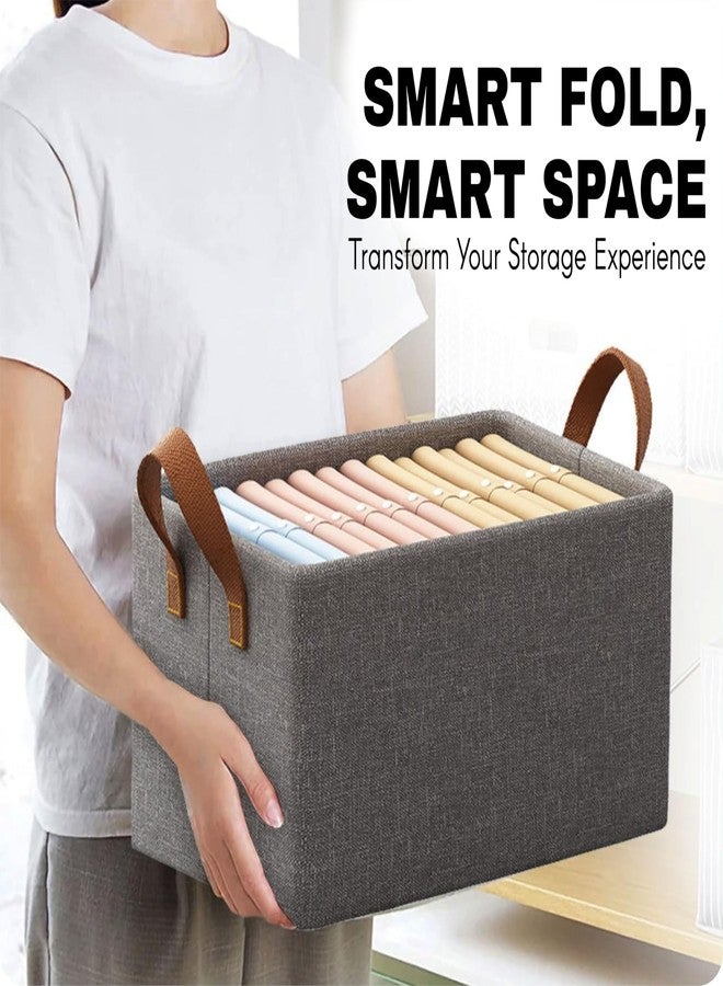 LAXIS® Wardrobe Organizer for Clothes | Foldable Large Storage Baskets with Strong Metal Frame | Cloth Storage Box for Jeans, Sarees, Sweaters, Toys, Books & Closet Organization – Grey (Set of 2) - Image 5