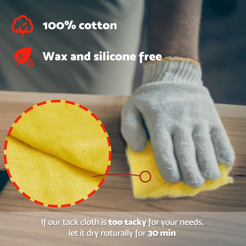 S&F STEAD & FAST Painters Tack Cloth for Woodworking, Painting, Sticky, Anti-Static Tack Rags for Automotive, Sanding, Cleaning, Dusting, Staining, Wax and Silicone Free, 18 x 36 Inches Dust Cloths - Image 5
