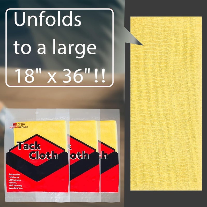 S&F STEAD & FAST Painters Tack Cloth for Woodworking, Painting, Sticky, Anti-Static Tack Rags for Automotive, Sanding, Cleaning, Dusting, Staining, Wax and Silicone Free, 18 x 36 Inches Dust Cloths - Image 4