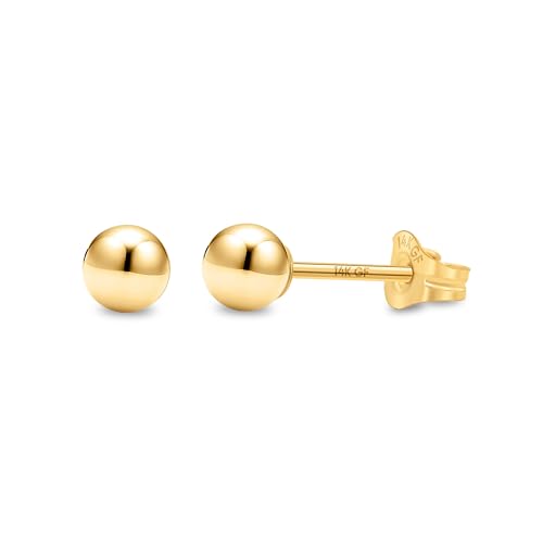 Kezef 14K Gold Filled Ball Stud Earrings for Women - Thick 14K Gold Layer, Hypoallergenic for Sensitive Ears, Round Studs | 4mm - Image 4
