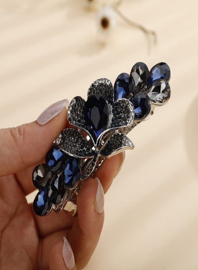 Aimimier Bridal Crystal Decorative Flower Hair Clips Sparkly Rhinestone Inlaid Barrettes Hair Pins Hair Accessories for Women (Blue) - Image 5