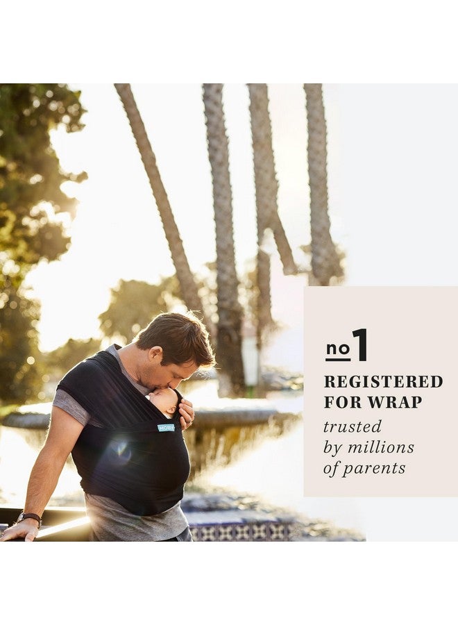 موبي حاملة موبي بيبي راب الكلاسيكية للأطفال حديثي الولادة وحتى الأطفال الصغار (8-33 رطلاً)، حاملة أطفال خفيفة الوزن بتصميم حر اليدين، قابلة للتعديل لتناسب جميع أنواع الجسم (أسود) - Image 1