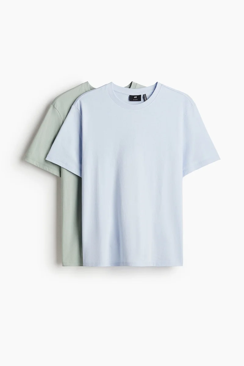 اتش اند ام تي-شيرت قصة عادية من نسيج كول ماكس - عبوة من 2