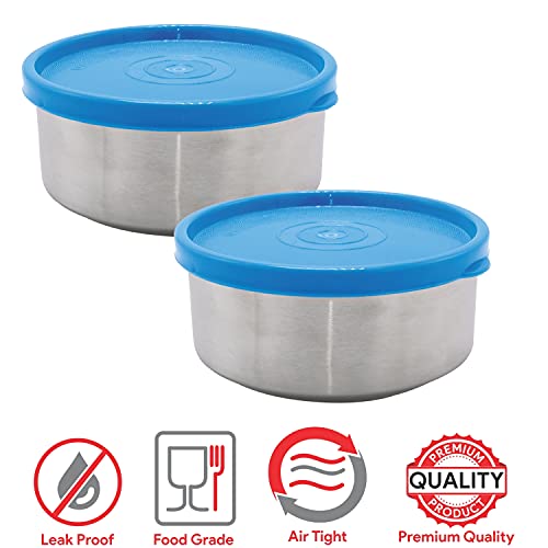Wonder Chroma 600 Airtight Leakproof Stainless Steel Container, 600 ml, 2 Piece, Blue - Image 4