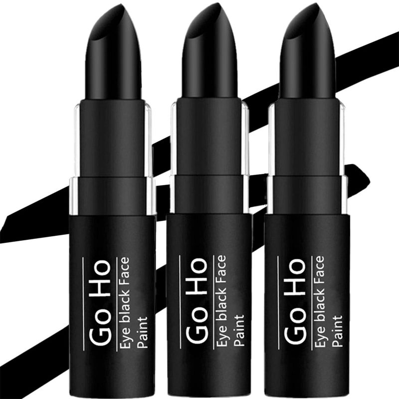 Go Ho 3PCS Eye Black Face Paint Stick for Sports,Waterproof Eye Black Baseball/Softball/Football Accessories ,Easy to Color and Remove,Safe Facepaint&Lip Smacking Stick for Halloween Makeup - Image 1