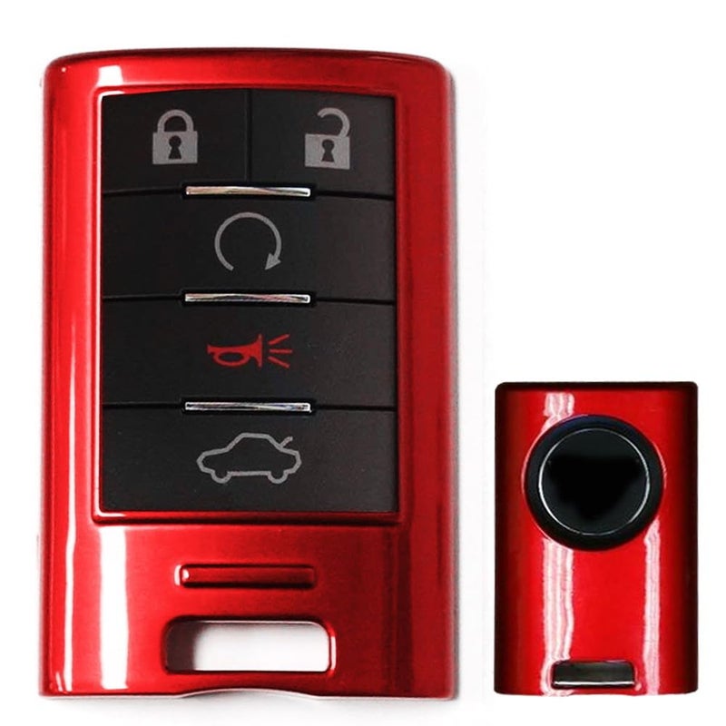 iJDMTOY Exact Fit Gloss Metallic Red Smart Remote Key Fob Shell Compatible with Cadillac ATS CTS DTS XTS Escalade Compatible with Chevrolet C7 Corvette etc