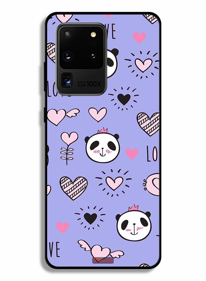 Tolwak Samsung Galaxy S20 Ultra Protective Case Cover Love And Panda Doodle - Image 2