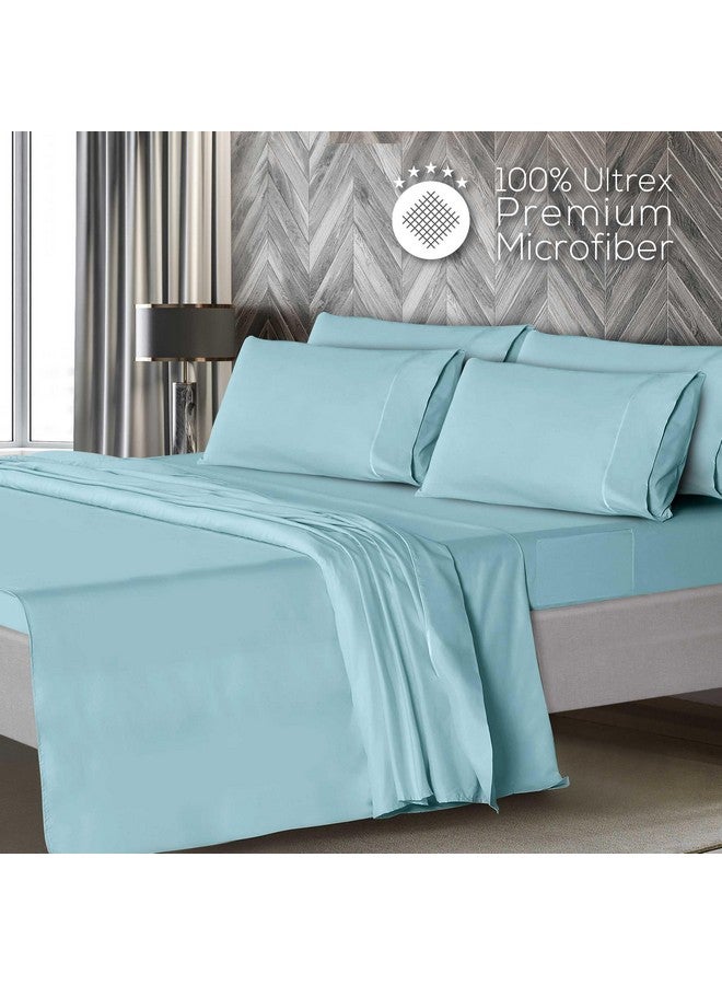 Mueller Mueller Luxury 6 Piece Queen Sheet Set - Ultra-Soft 1800 Series, Cooling & Breathable Hotel Quality Bed Sheets, Deep Pocket up to 16" - Hypoallergenic, Wrinkle-Resistant, Oeko-TEX, Aqua  - Image 3