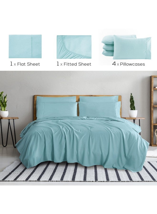 Mueller Mueller Luxury 6 Piece Queen Sheet Set - Ultra-Soft 1800 Series, Cooling & Breathable Hotel Quality Bed Sheets, Deep Pocket up to 16" - Hypoallergenic, Wrinkle-Resistant, Oeko-TEX, Aqua  - Image 2