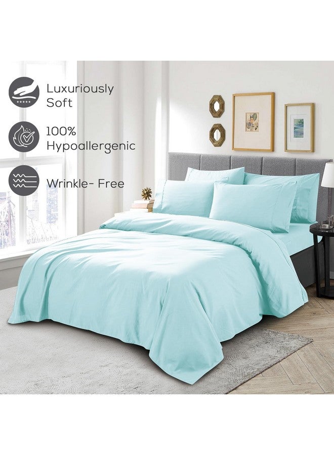 Mueller Mueller Luxury 6 Piece Queen Sheet Set - Ultra-Soft 1800 Series, Cooling & Breathable Hotel Quality Bed Sheets, Deep Pocket up to 16" - Hypoallergenic, Wrinkle-Resistant, Oeko-TEX, Aqua  - Image 5
