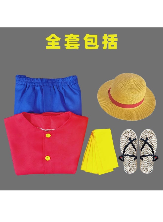 NIBEMINENT زي تنكر لوفى، قميص، شورت، قبعة، مجموعة أزياء، خيالي، رجال، أولاد - Image 2