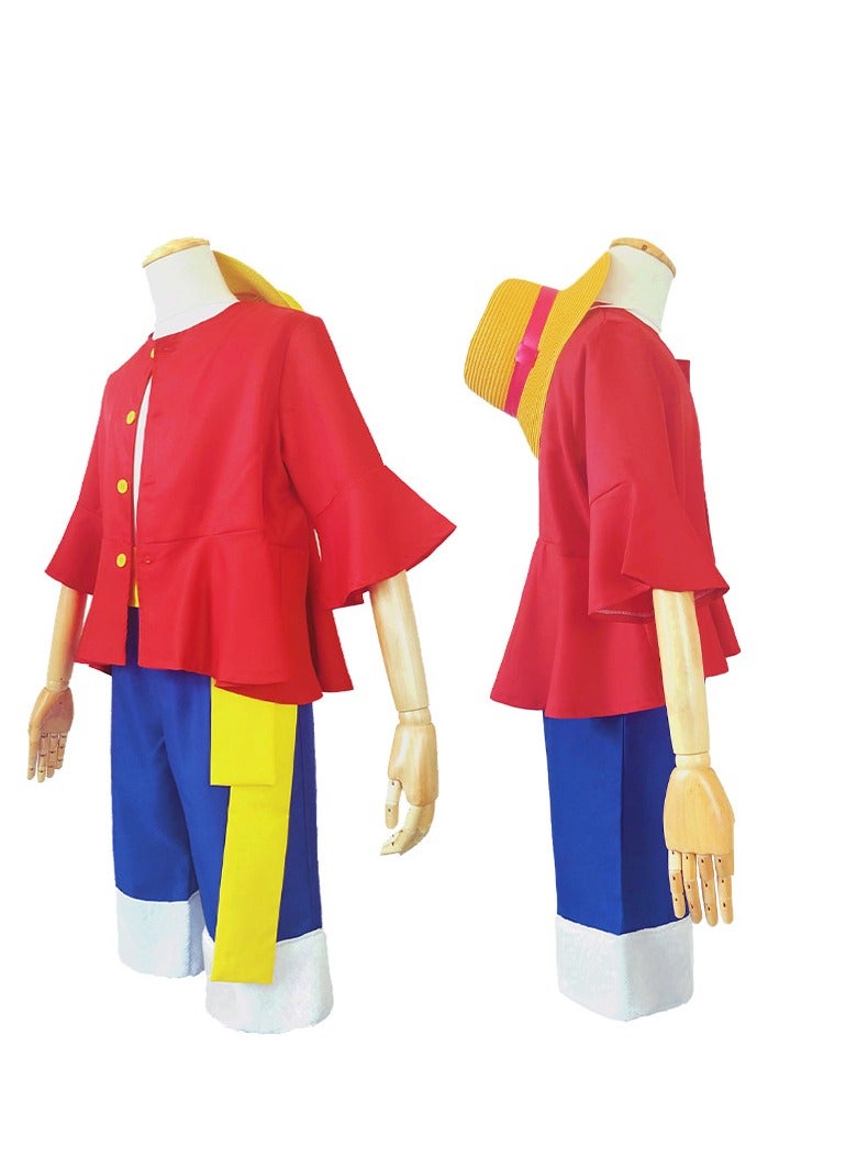 NIBEMINENT زي تنكر لوفى، قميص، شورت، قبعة، مجموعة أزياء، خيالي، رجال، أولاد - Image 1