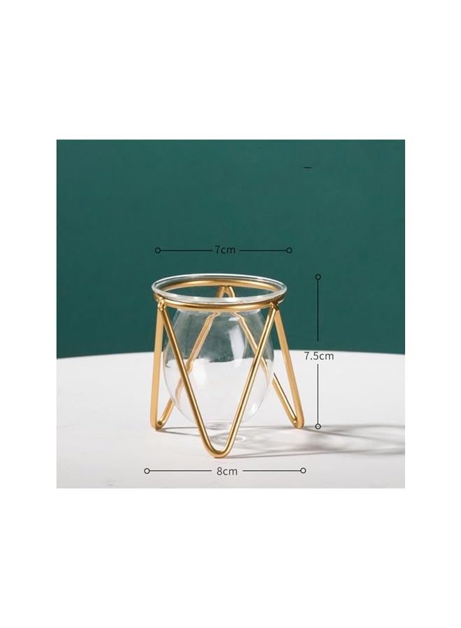 The Bros مزهرية زجاجية مع قاعدة معدنية، مزهرية زهور هندسية ذهبية، مزهرية صغيرة لحفلات الزفاف، مركز طاولة، غرفة المعيشة، حاويات نباتية لتكاثر الزراعة المائية، محطة تكاثر حاوية التيراريوم - Image 5