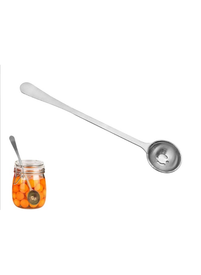 Stainless Steel Olive Strainer Spoon, Long Handle Jam Slotted Spoon with Drain Hole, Cooking Spoons - Image 1