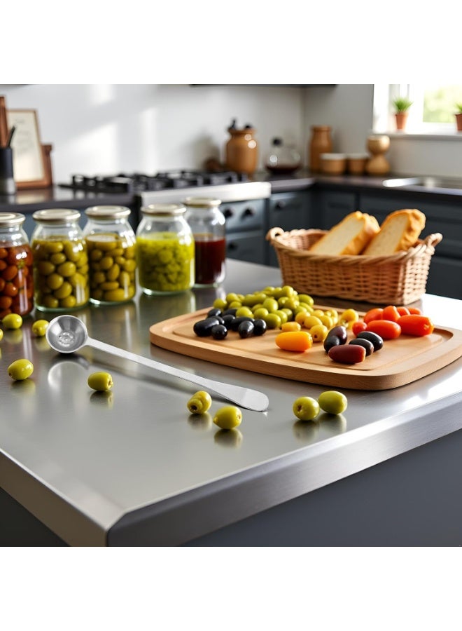 Stainless Steel Olive Strainer Spoon, Long Handle Jam Slotted Spoon with Drain Hole, Cooking Spoons - Image 4