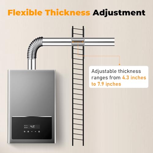 Bghdas 2.36'' Wall Thimble Stainless Steel Wall Thimble for Indoor Gas Water Heater, Wall-Mounted Exhaust Pipe, Double Wall Pipe Ventilation Design - Image 3