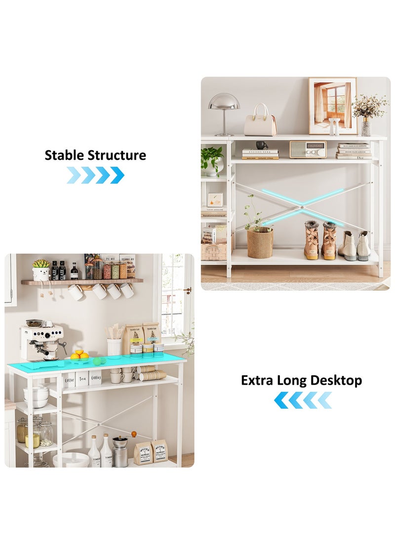 SHEIDLIN Narrow Wooden Console Table with 4 Storage Shelf - Entryway, Hallway & Living Room Accent Sofa Storage  Table - Space-Saving Design, 130*35*90cm，White willow Color  - Image 5