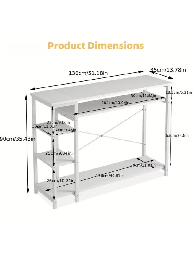 SHEIDLIN طاولة كونسول خشبية ضيقة مع ٤ رف تخزين - طاولة أريكة زينة للمدخل والممر والصالة بتصميم توفير المساحة (130×35×90 سم)،لون الصفصاف الأبيض - Image 2