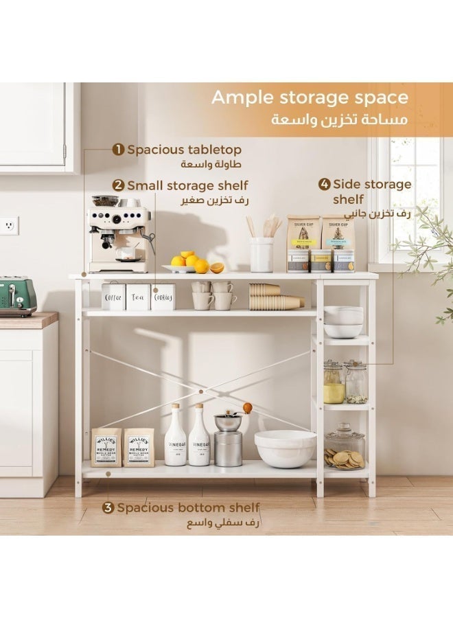 SHEIDLIN Narrow Wooden Console Table with 4 Storage Shelf - Entryway, Hallway & Living Room Accent Sofa Storage  Table - Space-Saving Design, 130*35*90cm，White willow Color - Image 2