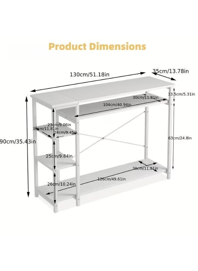 SHEIDLIN Narrow Wooden Console Table with 4 Storage Shelf - Entryway, Hallway & Living Room Accent Sofa Storage  Table - Space-Saving Design, 130*35*90cm，White willow Color - Image 4