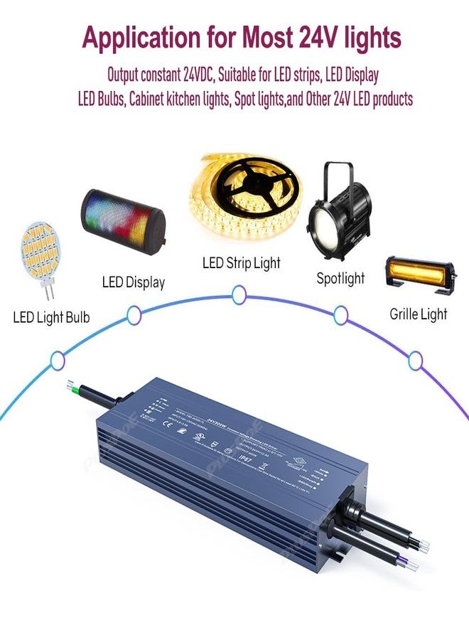 PLUSPOE 24V 300W Led Dimmable Driver, UL-Listed 5-in-1 Dimming: ELV/MLV/Triac/0-10V/1-10V/PWM/Potentiometer Dimmable LED Transformer Waterproof IP67 Outdoor Power Supply - Image 2