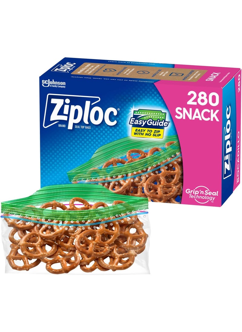 Ziploc Ziploc Snack Bags for On the Go Freshness Grip n Seal Technology for Easier Grip Open and Close 280 Count  - Image 1
