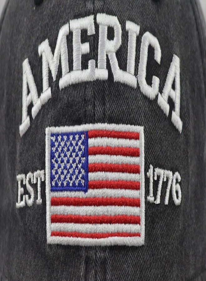 Vxchkerm 250 Anniversary USA Merchandise, 250th Anniversary America Hat Est 1776, 4th of July American Flag Baseball Cap, US Independence Day Gifts for Mom Dad Black - Image 2