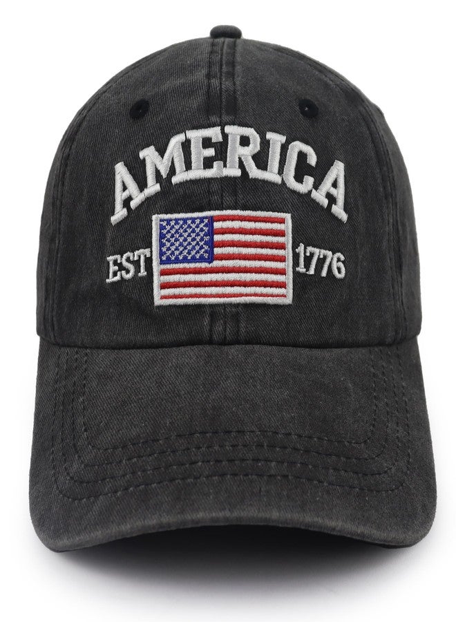 Vxchkerm 250 Anniversary USA Merchandise, 250th Anniversary America Hat Est 1776, 4th of July American Flag Baseball Cap, US Independence Day Gifts for Mom Dad Black - Image 1
