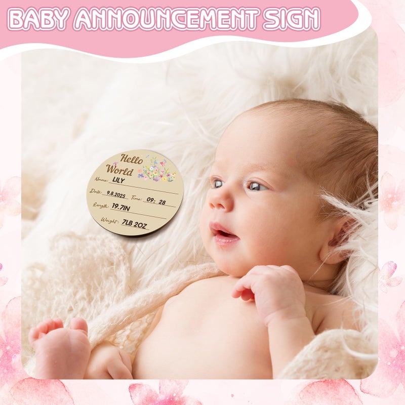 Guiqulai Floral Baby Monthly Milestone Blanket for Girls Flannel Blanket Newborn Infant Swaddle Baby Growth Blanket Photography Background with Wooden Signs,Frames,Headband - Image 4