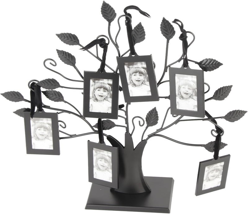 HEEPDD Family Photos Display Tree with 6 or 12 Hanging Picture Frames, Metal Black Home Decor, Intricately Carved Branches for Tabletop Decoration for Parents (S with 6 Photo Frames of 6.4 * 4.6cm) - Image 3