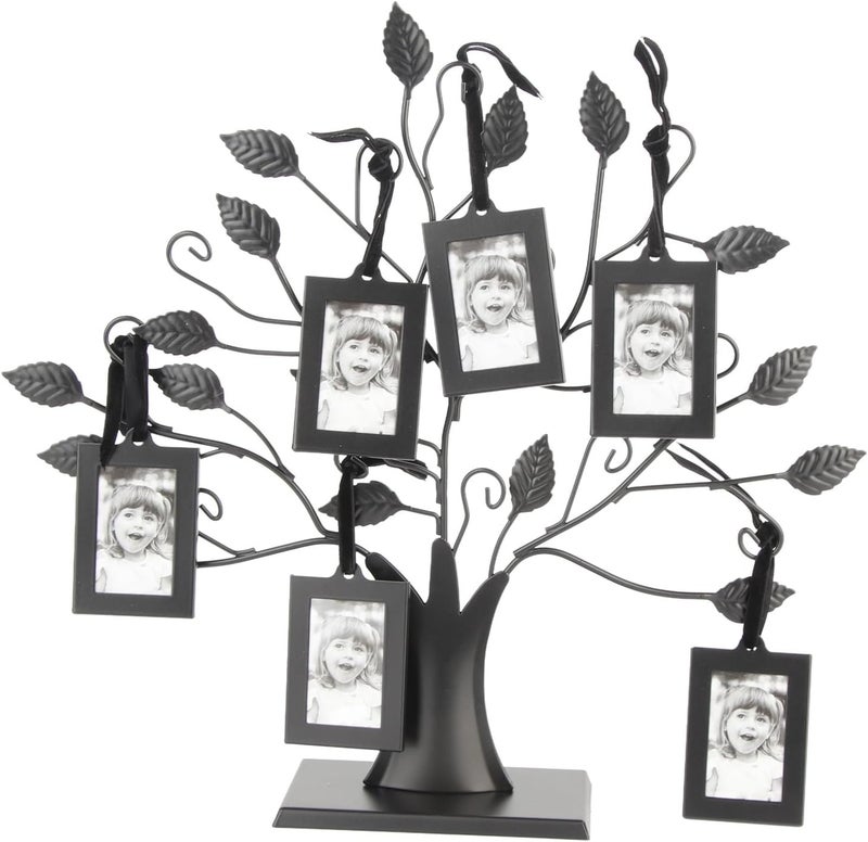 HEEPDD Family Photos Display Tree with 6 or 12 Hanging Picture Frames, Metal Black Home Decor, Intricately Carved Branches for Tabletop Decoration for Parents (S with 6 Photo Frames of 6.4 * 4.6cm) - Image 2