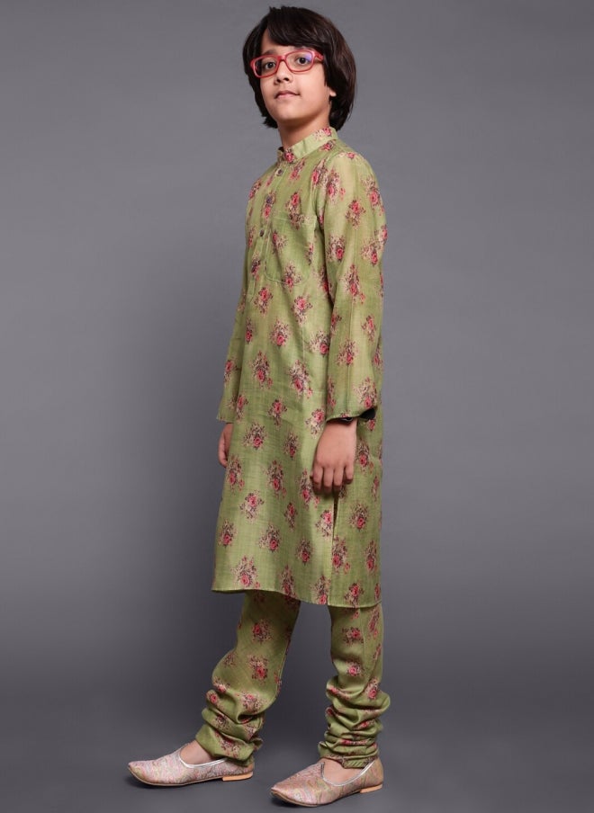 أيه كيه إس طقم كورتا مطبوع بالزهور للأولاد باللون الأخضر - Image 4