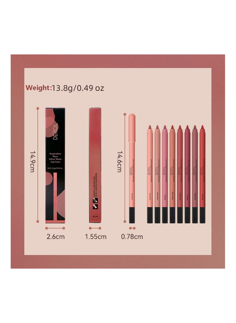 DEROL - Lip Liner Pencil Neutral Matte Nude Velvet Non-Stick Cup Waterproof Smooth Stain Clear Talk Cork Color Soft Spoken Slim Whirl Rotating Cutting Easy To Use Professional Makeup For Women - Image 1