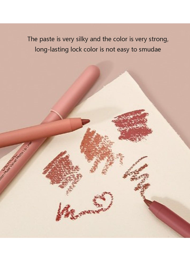 DEROL - Lip Liner Pencil Neutral Matte Nude Velvet Non-Stick Cup Waterproof Smooth Stain Clear Talk Cork Color Soft Spoken Slim Whirl Rotating Cutting Easy To Use Professional Makeup For Women - Image 1