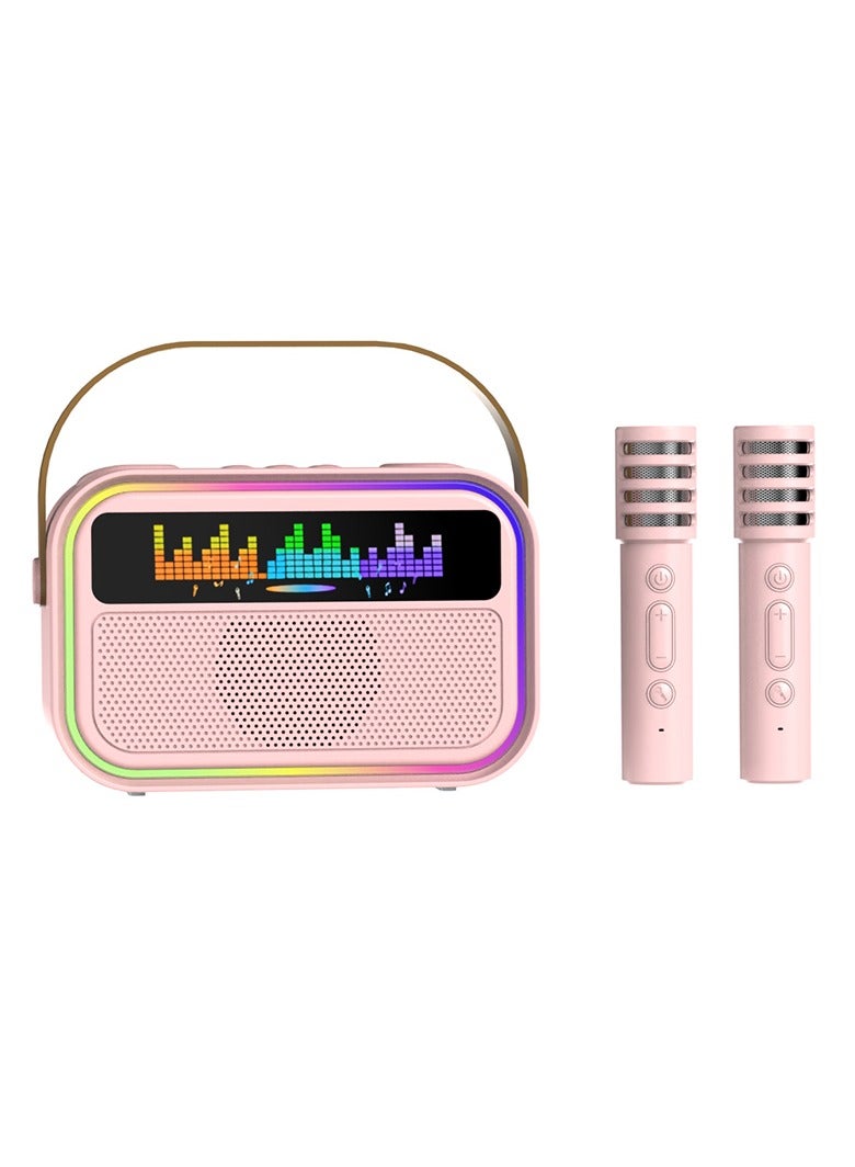 NEXORX Kids Karaoke Speaker with Double Microphones – Portable SingBoom, Bluetooth 5.0, 360° Surround Sound, AI Voice Effects, 4H Playtime, Rechargeable Type-C Battery Pink - Image 1
