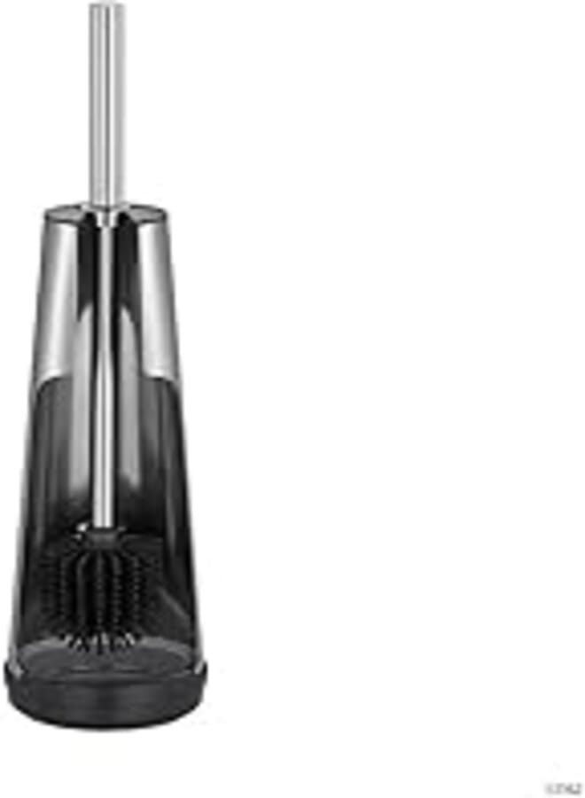 EKO Toilet Brush with Silicone Brush Head, Silver