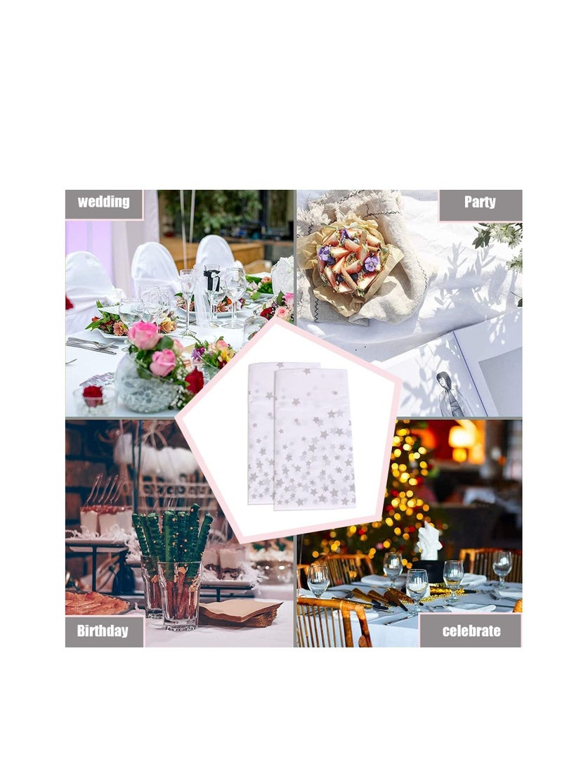 MARKQ Plastic Star Tablecloth for Rectangle Table 54" x 72" Disposable Table Cover for Bridal Shower Wedding Birthday Party Decorations (Silver) - Image 4