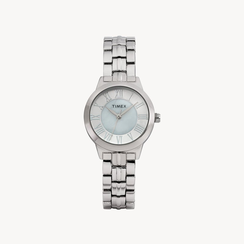 TIMEX Womens Silver Tone Case & Bracelet with Mother of Pearl Dial TW2Y38400 - Image 1