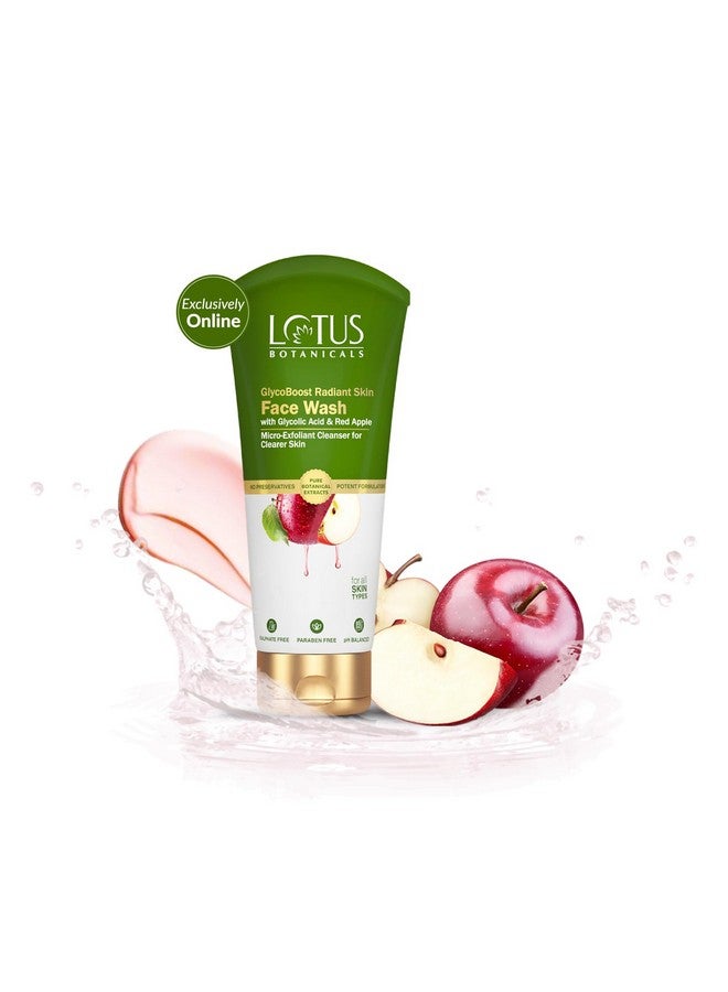 LOTUS BOTANICALS Glycoboost Radiant Skin Face Wash With Glycolic Acid & Red Apple| Micro Exfoliant Clenaser| Radiant Complexion | No Toxic Chemicals | No Sulphates | No Silicones | Suitable For All Skin Types | 100G  - Image 1