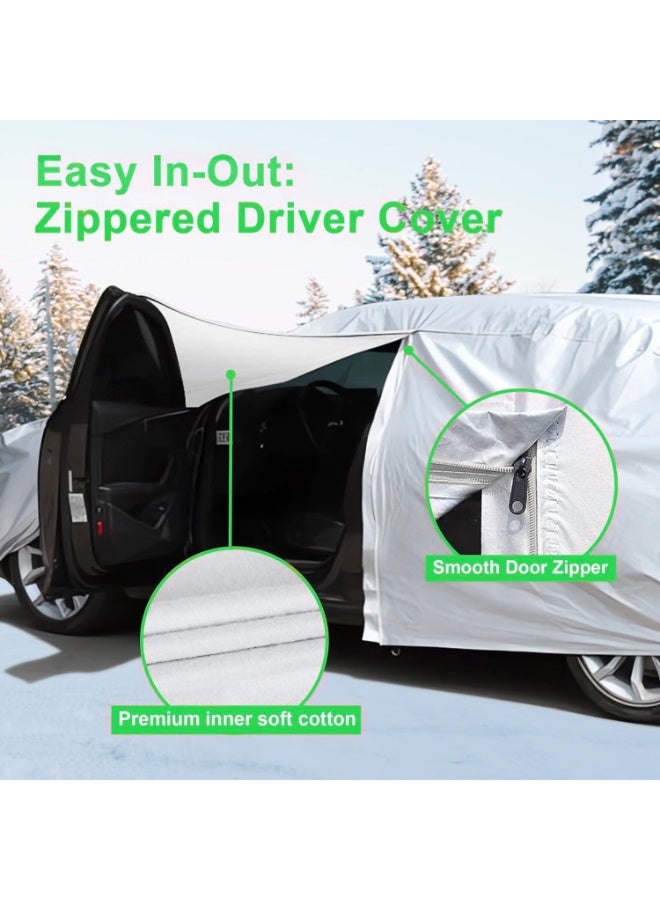 SUPER 5 Full Car Cover for SUV/Sedan/Hatchback, Car Cover with Reflective Strip Sunscreen Protection Dustproof UV Scratch-Resistant, Car Cover Sun Protection Waterproof All Weather for Automobiles, Full DuPont Oxford Upgraded - Image 3