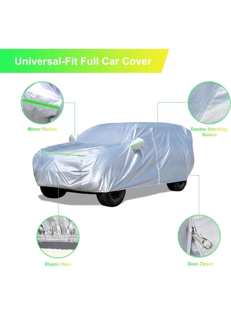 SUPER 5 Full Car Cover for SUV/Sedan/Hatchback, Car Cover with Reflective Strip Sunscreen Protection Dustproof UV Scratch-Resistant, Car Cover Sun Protection Waterproof All Weather for Automobiles, Full DuPont Oxford Upgraded - Image 4