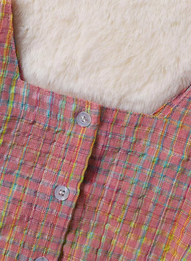 Take Two  Girls Checkered Puff Sleeve Top and Pants Set for Women | Best Price UAE