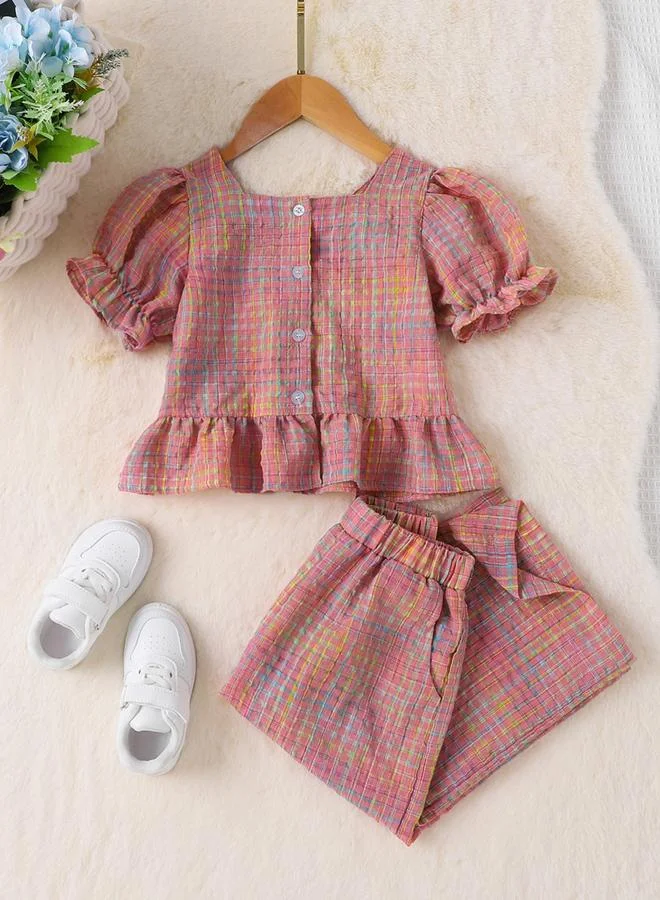 تايك تو مجموعة من بلوزة بأكمام منفوخة وبنطال للأطفال